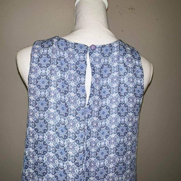 Emma & Michele Womens Blue Ottoman Pattern Boxy Shift Dress Size 8 Lounge Wear - Picture 12 of 13